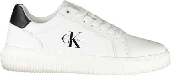 Calvin Klein Jeans Witte Leren Sneakers Vetersluiting Stijl