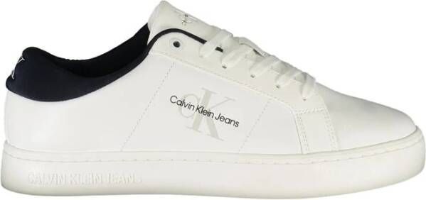 Calvin Klein Witte Leren Heren Sneaker Modern Ontwerp