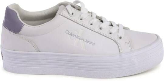Calvin Klein Witte Leren Lage Sneakers