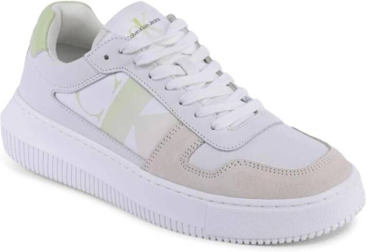 Calvin Klein Witte Leren Platform Sneaker