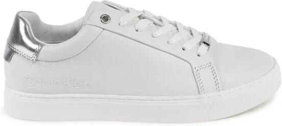 Calvin Klein Witte Leren Sneaker Klassiek Ontwerp