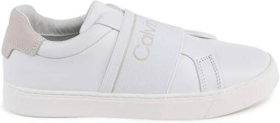 Calvin Klein Witte Leren Sneaker Minimalistisch Ontwerp