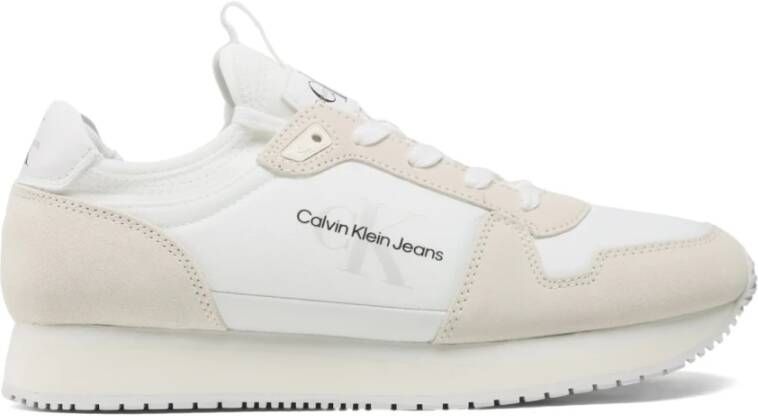 Calvin Klein Witte Leren Sneakers Baskets Runner Multicolor Heren