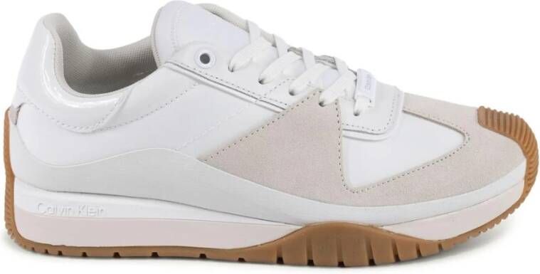 Calvin Klein Witte Leren Sneakers Stijlvol Comfort