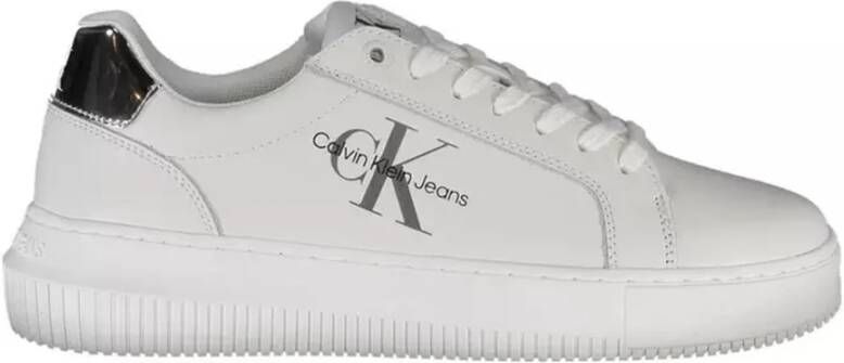 Calvin Klein Witte Polyester Sneaker met Contrasterende Details White Dames