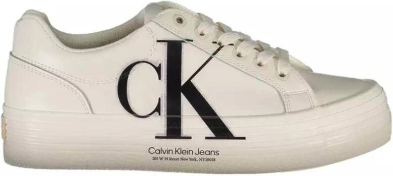 Calvin Klein Witte Polyester Sneaker met Contrasterende Details White Dames