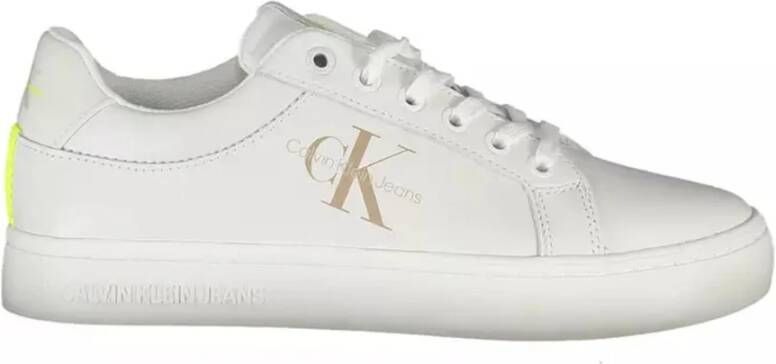 Calvin Klein Witte Polyester Sneaker met Logo Print Wit Dames