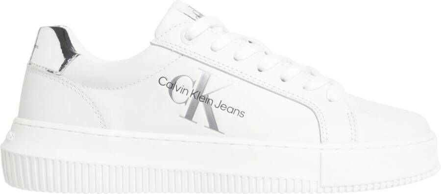 Calvin Klein Witte Polyester Sneaker met Contrasterende Details White Dames