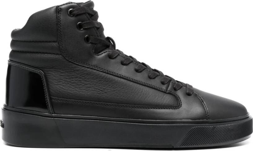 Calvin Klein Zwarte High Top Veterschoenen Black Heren