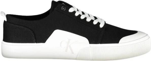 Calvin Klein Zwarte Katoenen Sneaker met Contrasterende Details Black Heren