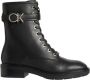 Calvin Klein Zwarte leren combat boots met rubberen zool - Thumbnail 1