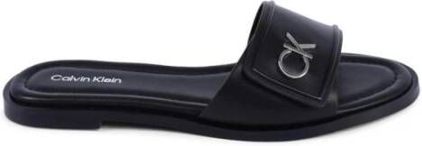 Calvin Klein Zwarte Leren Elegante Dames Sandaal