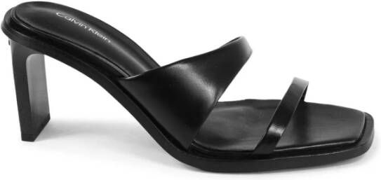 Calvin Klein Zwarte Leren Hakken Sandalen