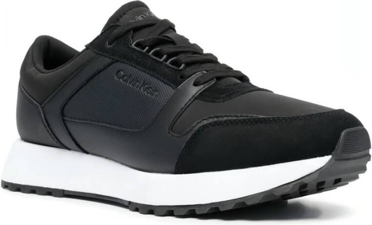 Calvin Klein Zwarte Leren Herensneakers Black Heren