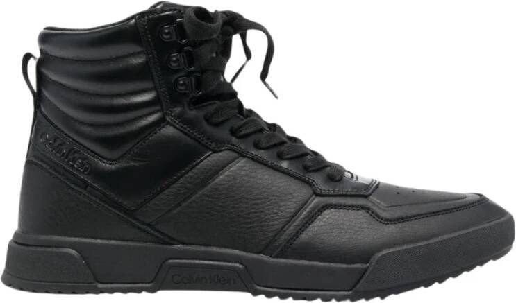 Calvin Klein Zwarte leren hoge sneakers Black Heren