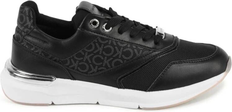 Calvin Klein Zwarte leren lage sneaker