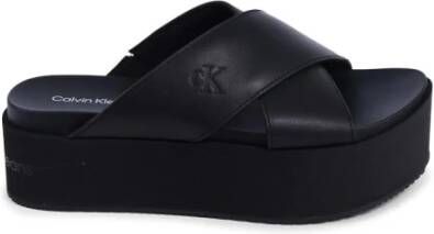 Calvin Klein Slippers FLATFORM CROSS MG UC plateau zomerschoen pantoffels met kruisverband