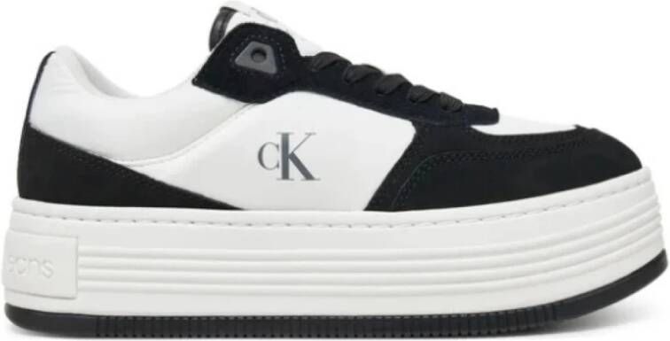 Calvin Klein Zwarte Leren Plateau Sneakers