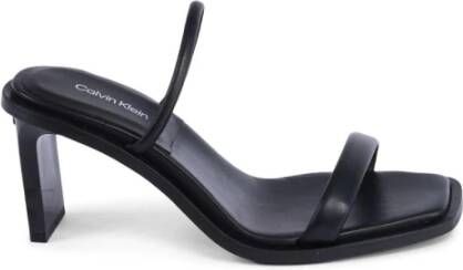 Calvin Klein Zwarte Leren Sandalen Minimalistisch Ontwerp