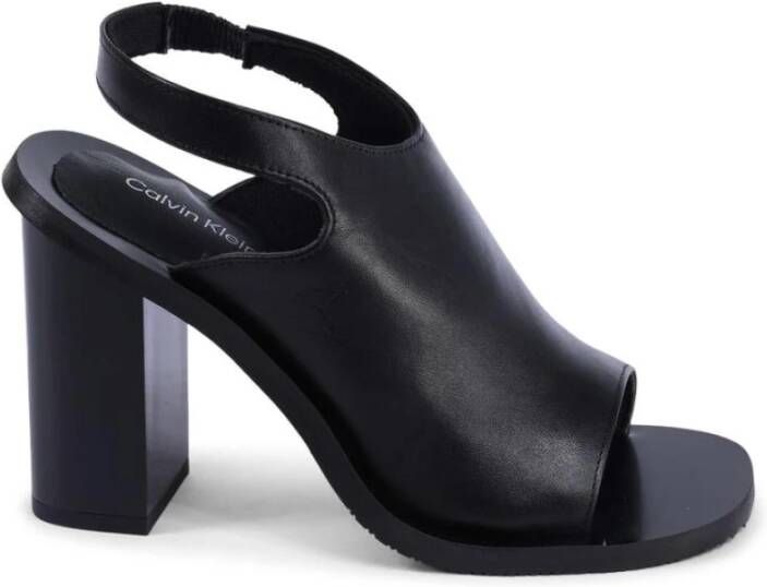 Calvin Klein Zwarte leren slingback sandalen