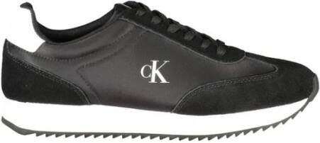 Calvin Klein Zwarte Leren Sneakers met Contrasterende Details