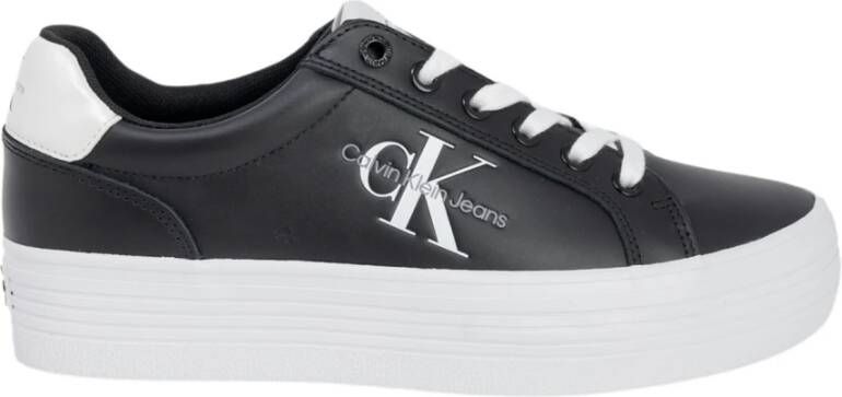 Calvin Klein Zwarte Leren Vetersneakers Black Dames