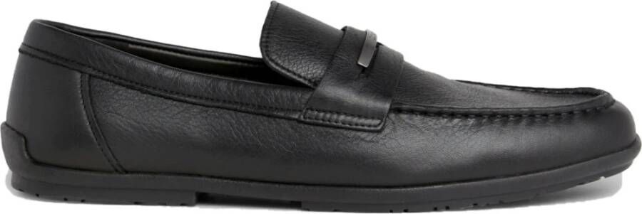 Calvin Klein Zwarte Metalen Bar Loafers Black Heren