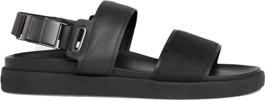 Calvin Klein Zwarte platte sandaal voor nen Black