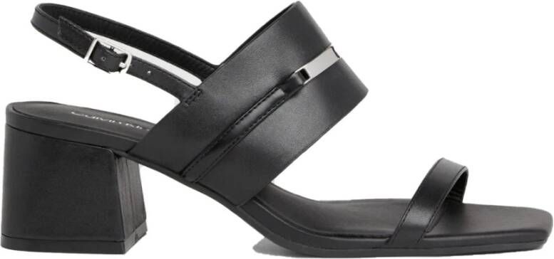 Calvin Klein Zwarte platte sandalen voor vrouwen Black Dames