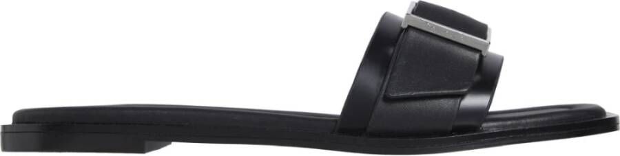 Calvin Klein Zwarte Platte Slide Sandalen Vrouwen