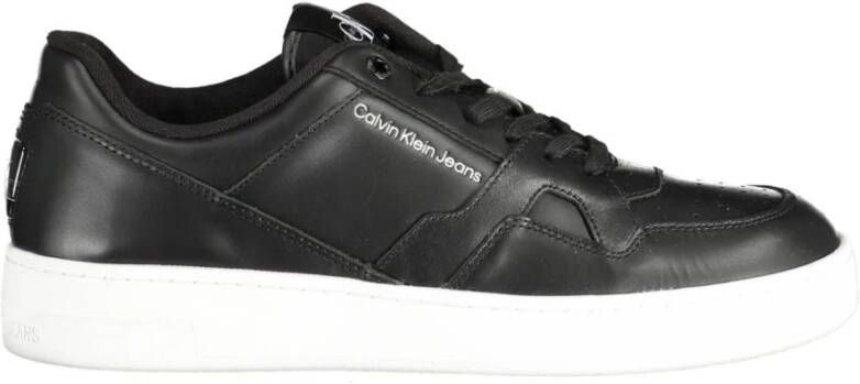 Calvin Klein Zwarte Polyester Sneaker met Contrasterende Details Black Heren