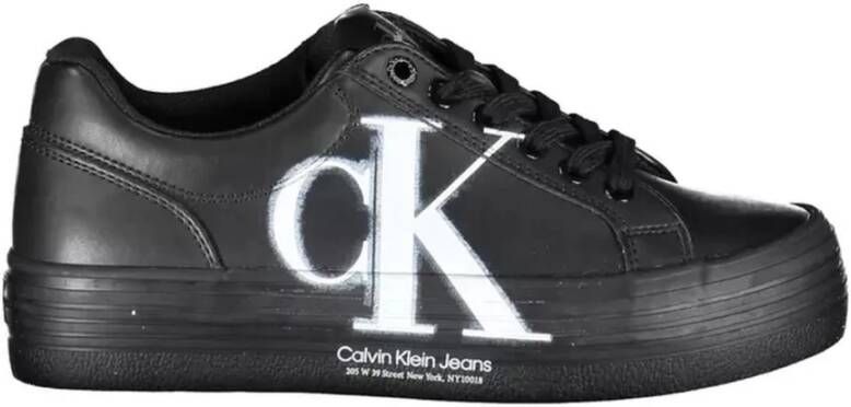 Calvin Klein Zwarte Polyester Sneaker met Contrasterende Details Zwart Dames