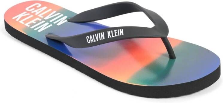 Calvin Klein Zwarte rubberen teenslippers Multicolor Heren