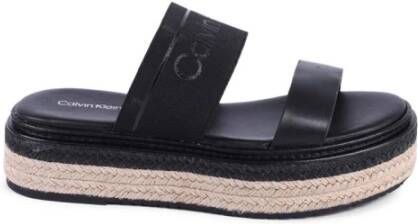 Calvin Klein Zwarte Sleehak Espadrille Sandaal