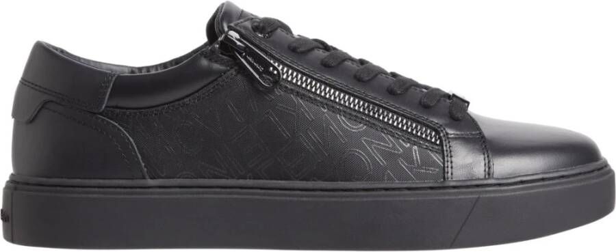 Calvin Klein Zwarte Vetersneakers voor Mannen Black Heren