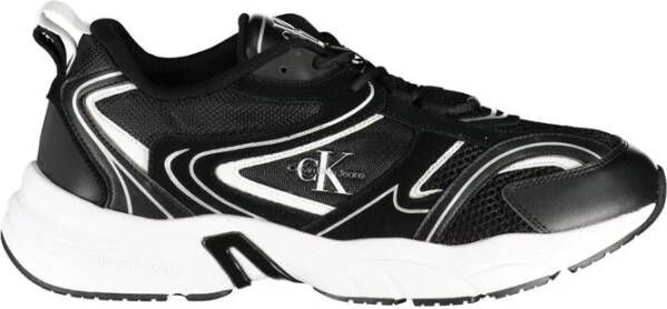 Calvin Klein Zwarte vetersneakers met contrastdetails Black Heren