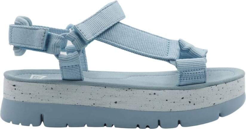 Camper Blauwe Plateau Sandalen met Klittenbandsluiting
