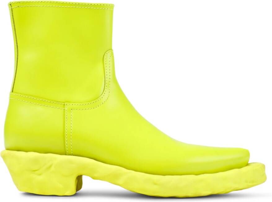 Camper Bordeauxrode Leren Cowboy Enkellaarzen Green Dames