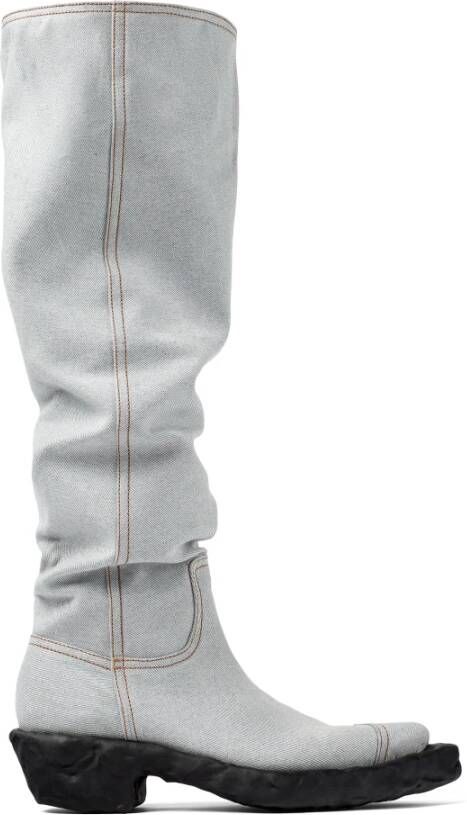 Camper Burgundy Leren Cow -Geïnspireerde Laarzen Gray Unisex