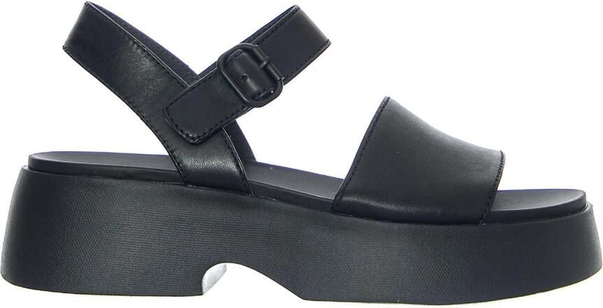 Camper Tasha Platform Sandal Casual Leather Wo Black Flat Sandals