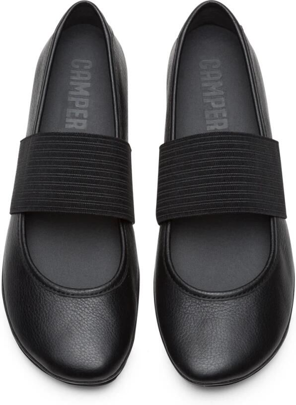 Camper Zwarte Leren Ballerina`s met Rubberen Zolen Black Dames - Foto 2