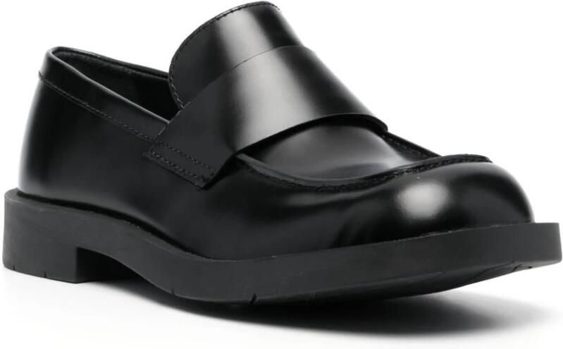 Camper Zwarte leren instap platte schoenen