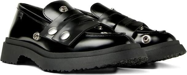 Camper Zwarte Leren Plateau Sandalen met Bandjes