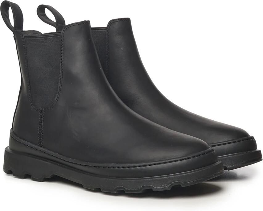 Camper Zwarte Nubuck Rubberen Zool Laarzen