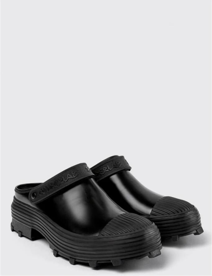 Camper Zwarte Leren Slides Traktori Black Dames