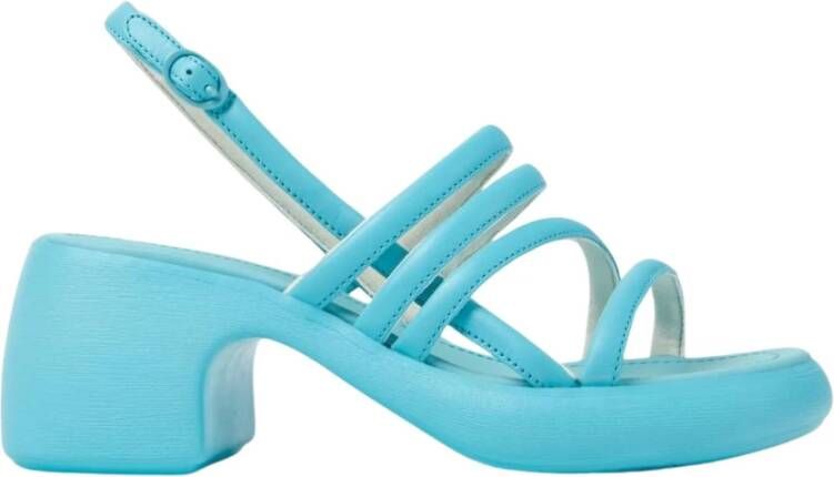 Camper Chunky Heel Blauwe Platte Sandalen