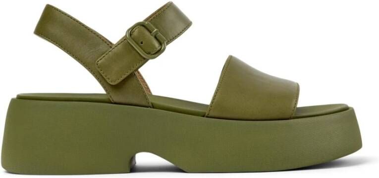 Camper Flat Sandals Green Dames