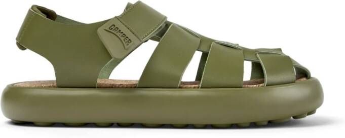 Camper Groene leren enkelband sandalen Green Heren