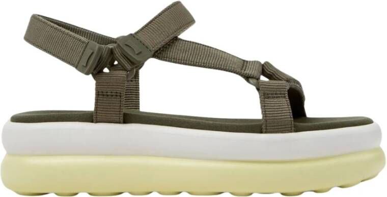 Camper Groene Strappy Leren Sandalen