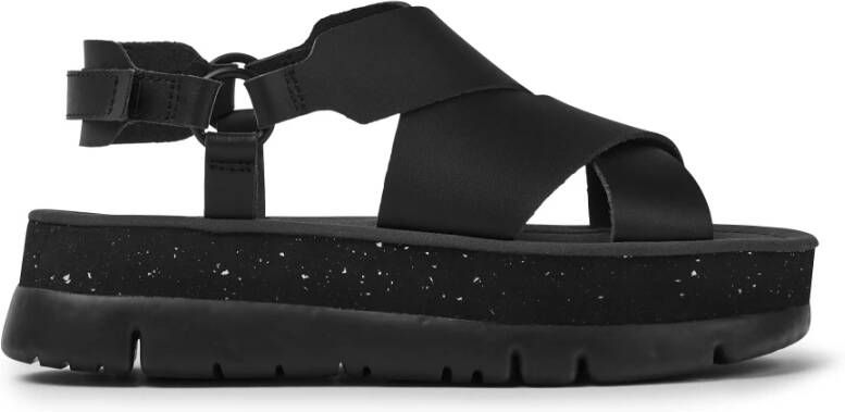 Camper Verhoog je zomerse stijl met platte zwarte sandalen Black Dames